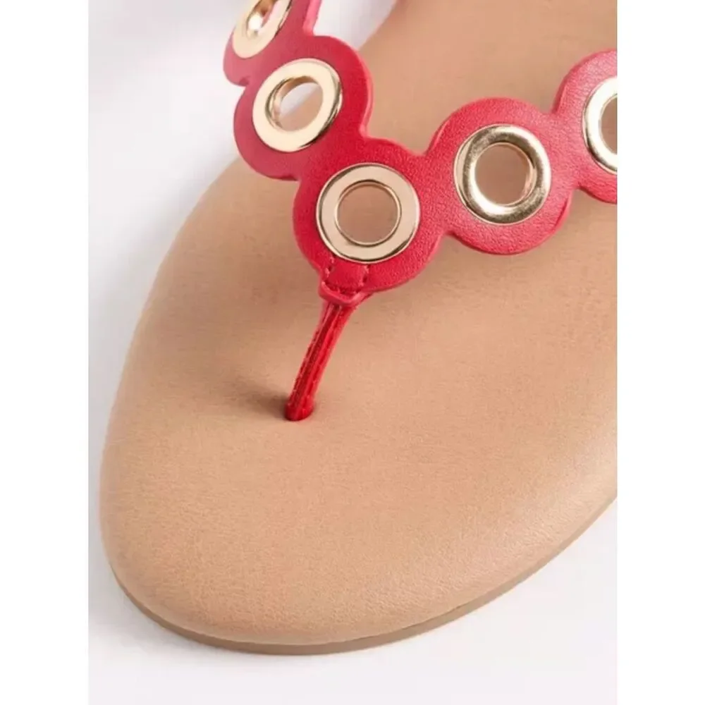 Torrid Red Grommet Thong Sandal 8W New